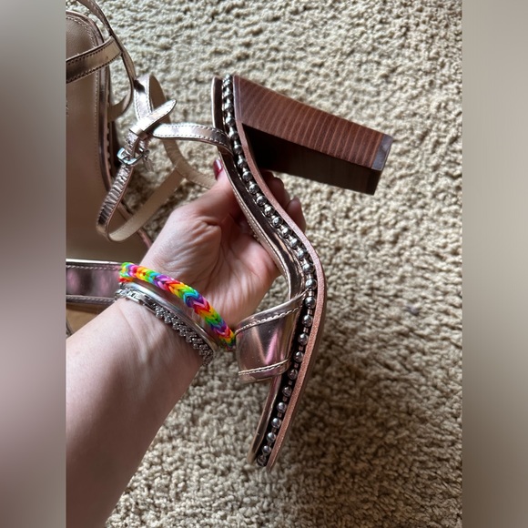 Gorgeous Like New Coach Rose Gold Sexy Silver Studded Balls Chunky Heel - Picture 17 of 17